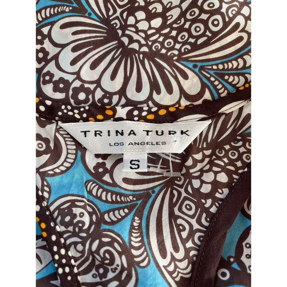 Trina Turk 100% Silk Paisley Tank Top S Racerback Boho Y2K Resort Coastal USA - Picture 2 of 11